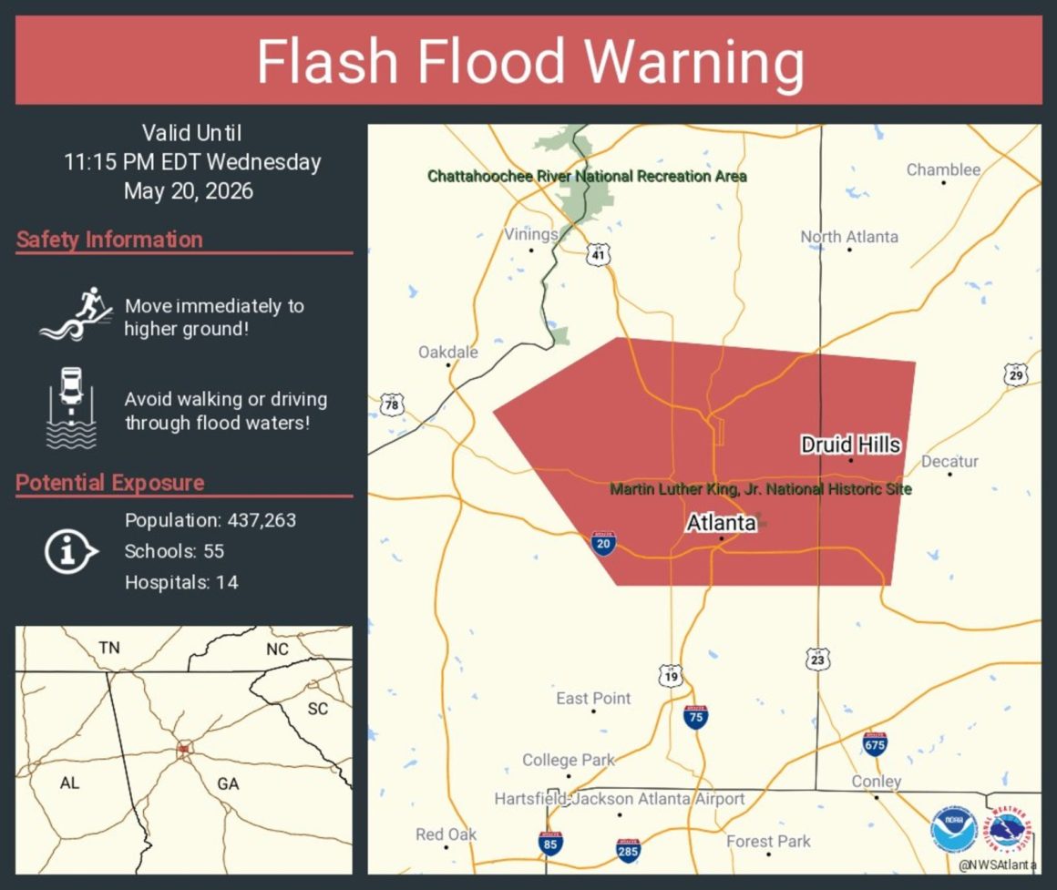 Flash Flood Threat Looms Over Atlanta Amid Heavy Storms