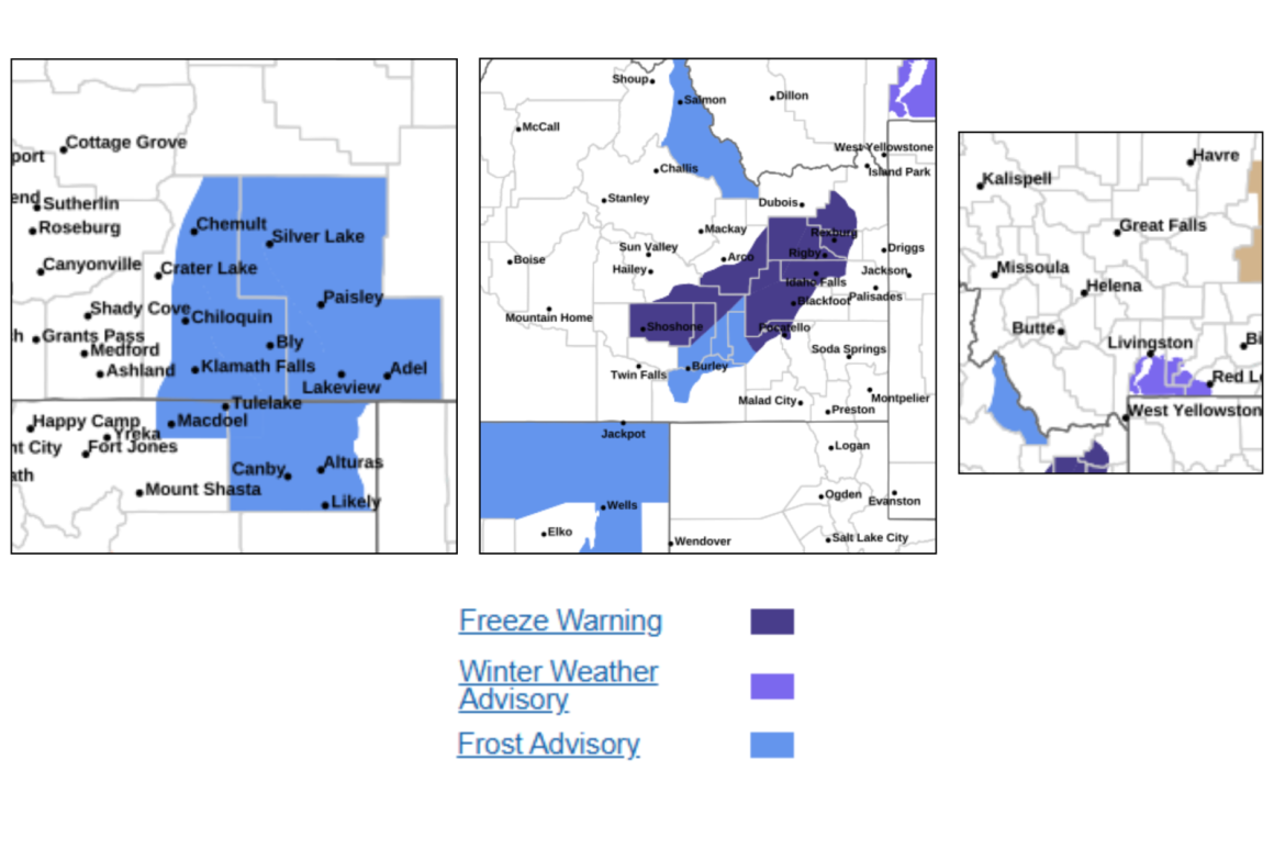 Unusual Cold Weather Impacting Western U.S., Prompts Multiple Alerts