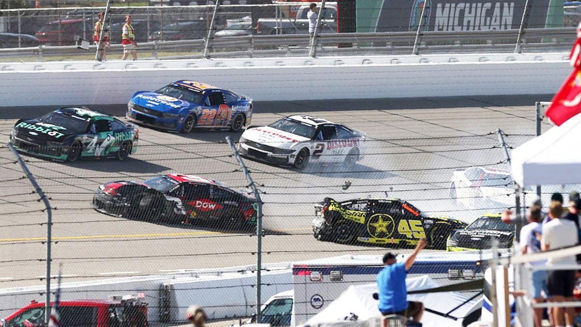 cd4aa468-50d8-4194-b094-2d96db039d5e NASCAR Michigan Race Day Filled with Drama and Intense Wrecks