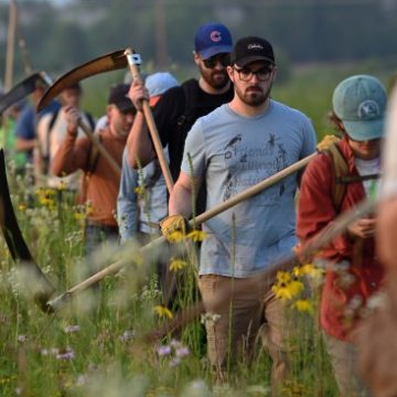 Volunteers Use Scythes to Restore Biodiversity at Somme Prairie Nature Preserve