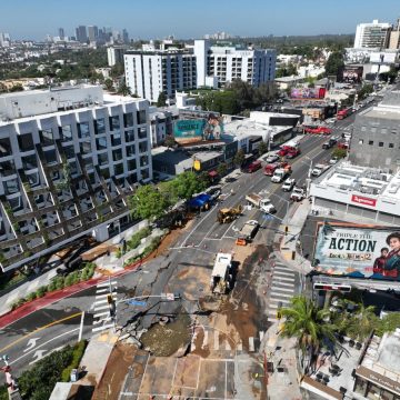 Water Main Break Disrupts Sunset Boulevard in West Hollywood