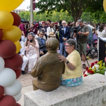 23819f16-cdfe-4ef2-a1a9-f41b79a58366 Loyola University Honors Sister Jean with Statue Unveiling