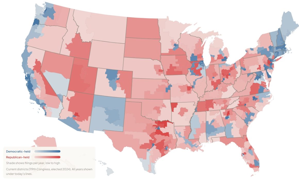 Analysis of H-1B Labor Filings Reveals Party Differences in Congressional Districts