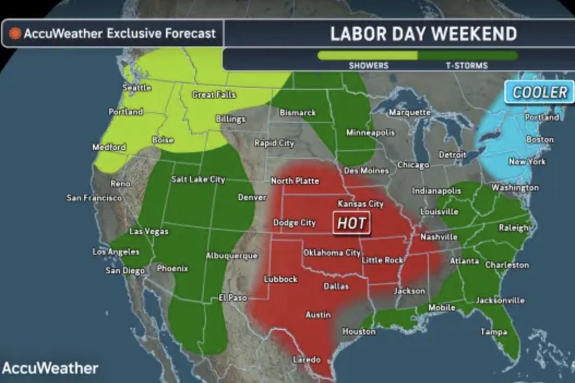 Labor Day Weather Extremes: Central U.S. Heat and Storms from West to Southeast