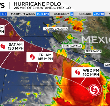 Hurricane Polo Intensifies to Category 5 Off Mexico’s Coast
